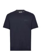 Overdyed Logo Loose Tee Tops T-shirts Short-sleeved Navy Superdry