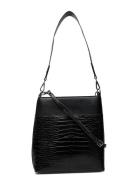 Bag W Croco Pockets Bags Small Shoulder Bags-crossbody Bags Black Lind...