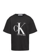 Marble Monogram Ss T-Shirt Tops T-shirts Short-sleeved Black Calvin Kl...