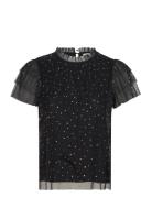 Top Josefine Mesh And Studs Tops T-shirts & Tops Short-sleeved Black L...