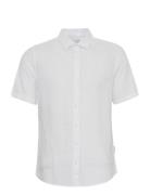 Cfaksel Ss Linen Mix Shirt Tops Shirts Short-sleeved White Casual Frid...