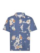 Box Short Sleeve Aop Shirt - Gots/V Tops Shirts Short-sleeved Blue Kno...