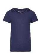Cut Out Rib T-Shirt Tops T-shirts Short-sleeved Blue Tom Tailor