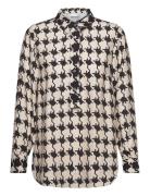 Shirt In Houndstooth Mix Print Tops Shirts Long-sleeved Black Coster C...