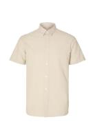 Slhregkylian-Linen Shirt Ss Classic Tops Shirts Short-sleeved Beige Se...