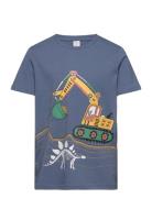 Top Ss Working Vehicles Front Tops T-shirts Short-sleeved Blue Lindex