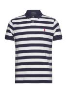 Custom Slim Fit Striped Mesh Polo Shirt Tops Polos Short-sleeved Navy ...