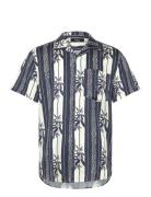 Bowling Finn Shirt S/S Tops Shirts Short-sleeved Blue Clean Cut Copenh...