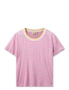 Mmphila O-Ss Stripe Tee Tops T-shirts & Tops Short-sleeved Pink MOS MO...