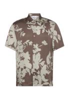 Flowy Floral Print Shirt Tops Shirts Short-sleeved Brown Mango