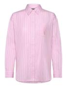 Relaxed Fit Striped Broadcloth Shirt Tops Shirts Long-sleeved Pink Lau...