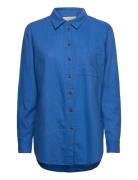 Fqlava-Sh-Simple Tops Shirts Long-sleeved Blue FREE/QUENT