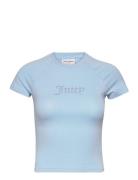 Shrunken Diamante Tee Tops T-shirts & Tops Short-sleeved Blue Juicy Co...