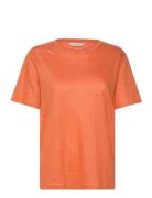 Linen Ss T-Shirt Tops T-shirts & Tops Short-sleeved Orange GANT
