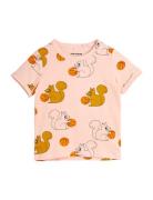 Squirrels Aop Ss Tee Tops T-shirts Short-sleeved Pink Mini Rodini
