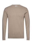 Knitted O-Neck Sweater Tops Knitwear Round Necks Beige Lindbergh