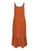 Onlalma Life Poly Noemi Long Dress Aop Knelang Kjole Orange ONLY