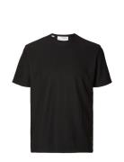 Slhrelax-Plisse Tee Ex Tops T-shirts Short-sleeved Black Selected Homm...