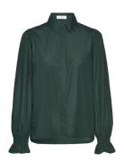 Shirt W/ Smock Detail Tops Shirts Long-sleeved Green Rosemunde