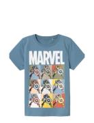 Nkmalessio Marvel Ss Top Mar Tops T-shirts Short-sleeved Blue Name It