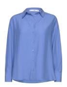 Lyocell Fluid Shirt Tops Shirts Long-sleeved Blue Mango