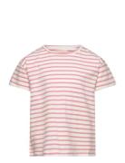T-Shirt Ss Stripe Tops T-shirts Short-sleeved Pink Creamie