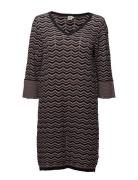 Wave Pattern Knit Dress Kort Kjole Black Saint Tropez