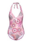 Recycled: Swimsuit With A Print Badedrakt Badetøy Pink Esprit Bodywear...