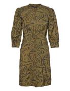 Printed Fitted Button-Through Dress Knelang Kjole Green Scotch & Soda