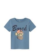 Nkmmoksh Boredofd Ss Top Box Sky Tops T-shirts Short-sleeved Blue Name...