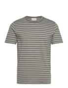 Striped Tee S/S Tops T-shirts Short-sleeved Green Lindbergh