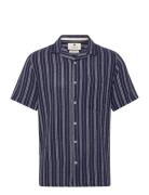 Akleo S/S Dobby Shirt Tops Shirts Short-sleeved Blue Anerkjendt