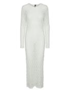 Pcnaya Ls O-Neck Lace Maxi Dress D2D Jit Knelang Kjole White Pieces