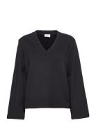 Mara Sweatshirt V-Neck Tops Knitwear Jumpers Black Filippa K