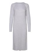 Cable C-Neck Dress Knelang Kjole Grey GANT
