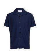 Slhloose-Plisse Resort Ss Shirt Ex Tops Shirts Short-sleeved Navy Sele...