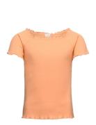 Top Stina Rib Tops T-shirts Short-sleeved Orange Lindex