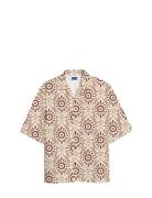 Jorjeff Gallery Aop Resort Shirt Ss Smu Tops Shirts Short-sleeved Beig...