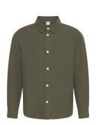 Shirt Linen Blend Tops Shirts Long-sleeved Shirts Green Lindex