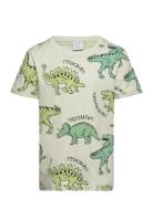 Ss Top Med Dino Aop Tops T-shirts Short-sleeved Green Lindex