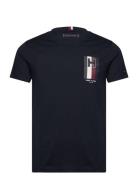 H Emblem Tee Tops T-shirts Short-sleeved Navy Tommy Hilfiger