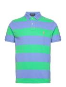 Custom Slim Fit Striped Mesh Polo Shirt Tops Polos Short-sleeved Green...