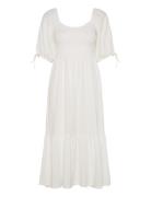 Short Sleeve Smock Dress Knelang Kjole White Bubbleroom