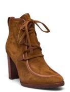 Mabel Leather-Trim Suede Bootie Shoes Boots Ankle Boots Ankle Boots Wi...