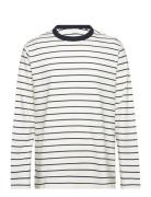 Striped Long Sleeves T-Shirt Tops T-shirts Long-sleeved White Mango