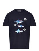 Special Artwork T-Shirt Tops T-shirts Short-sleeved Navy Tom Tailor