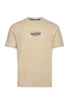 Cut Through Logo T-Shirt Tops T-shirts Short-sleeved Beige Calvin Klei...
