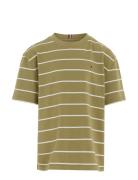 Stripe Tee S/S Tops T-shirts Short-sleeved Green Tommy Hilfiger