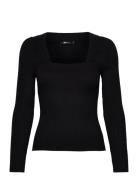 Squareneck Knitted Top Tops Knitwear Jumpers Black Gina Tricot