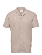 Casual Linen Blend Resort S/S Tops Shirts Short-sleeved Brown Lindberg...